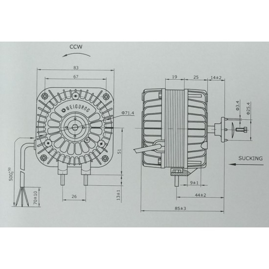 FAN ,SHADED POLE MOTOR,YZF 10-20,SLEEVE BEARING.220-240V,50/60Hz, 10 WATT