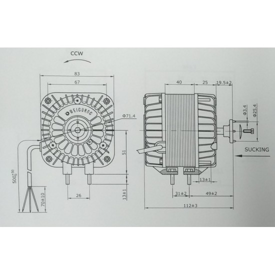 FAN ,SHADED POLE MOTOR,YZF 25-40,SLEEVE BEARING.220-240V,50/60Hz, 25 WATT